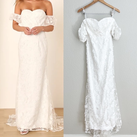 NWOT Magical Beginnings White 3D Floral Embroidered Maxi Dress - Picture 1 of 14